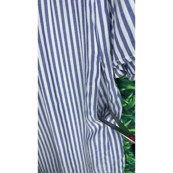 J. Marie Blue Striped Floral Embroidered Ana Maria Dress Bell Sleeve Women Small - Picture 4 of 5